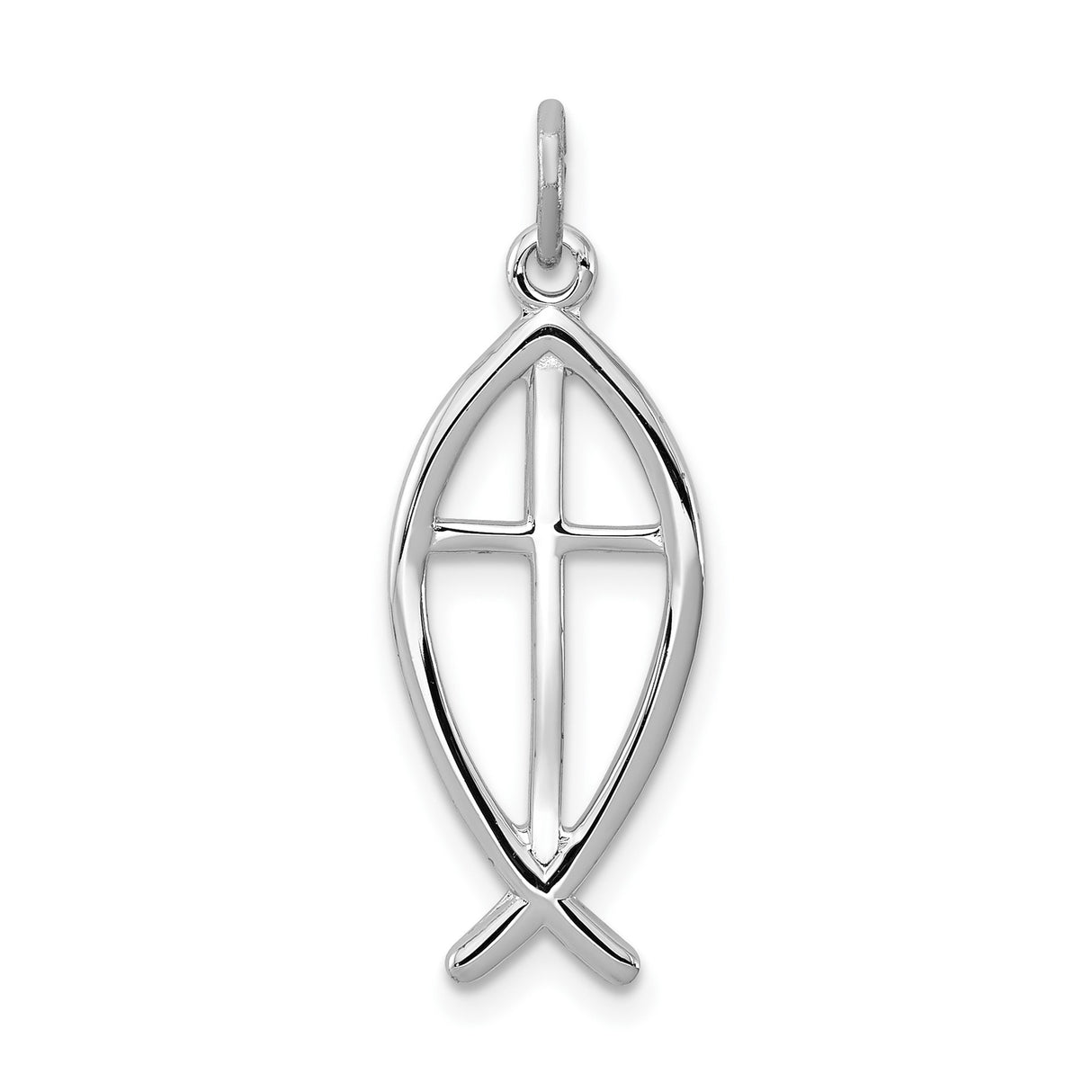 Sterling Silver Pendant with Ichthys Fish and Cross Design, Christian Faith Jewelry