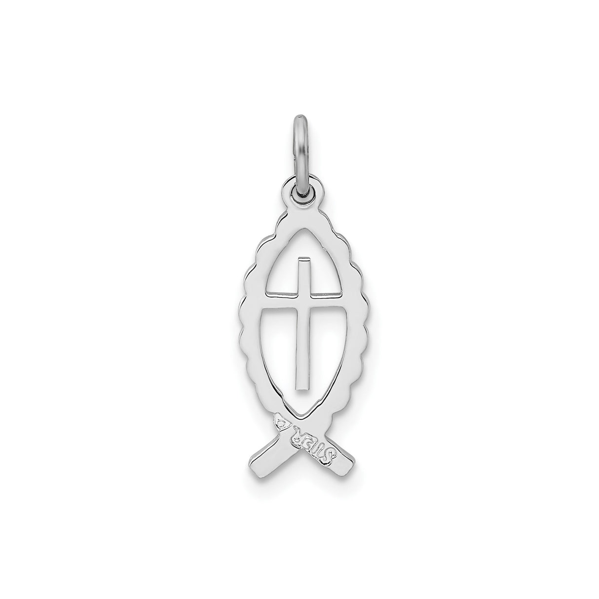 Sterling Silver Ichthys Cross Pendant with Jesus Fish Design, Christian Religious Charm