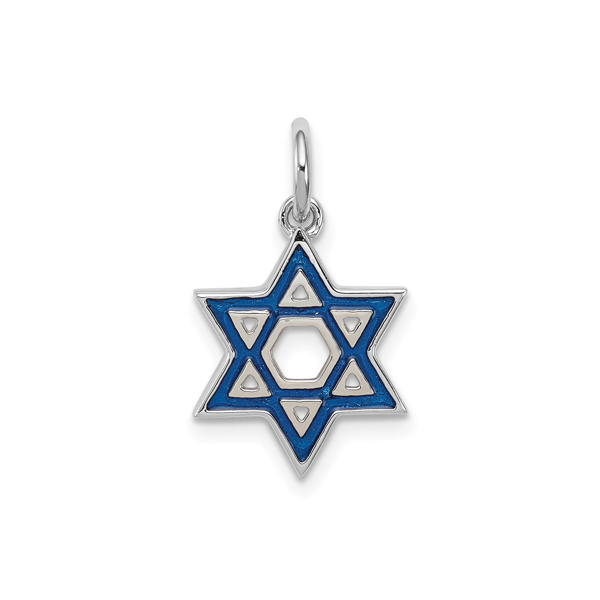 Sterling Silver Star of David Pendant with Blue Enamel, Jewish Unisex Faith Symbol