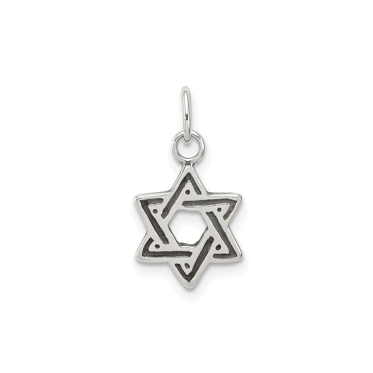 Sterling Silver Star of David Pendant with Cut-Out Layered Design and Dotted Accents