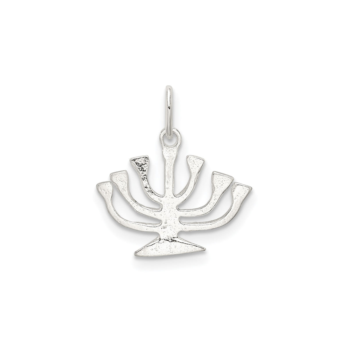 Sterling Silver Menorah Pendant Featuring Seven Branches, Traditional Jewish Charm