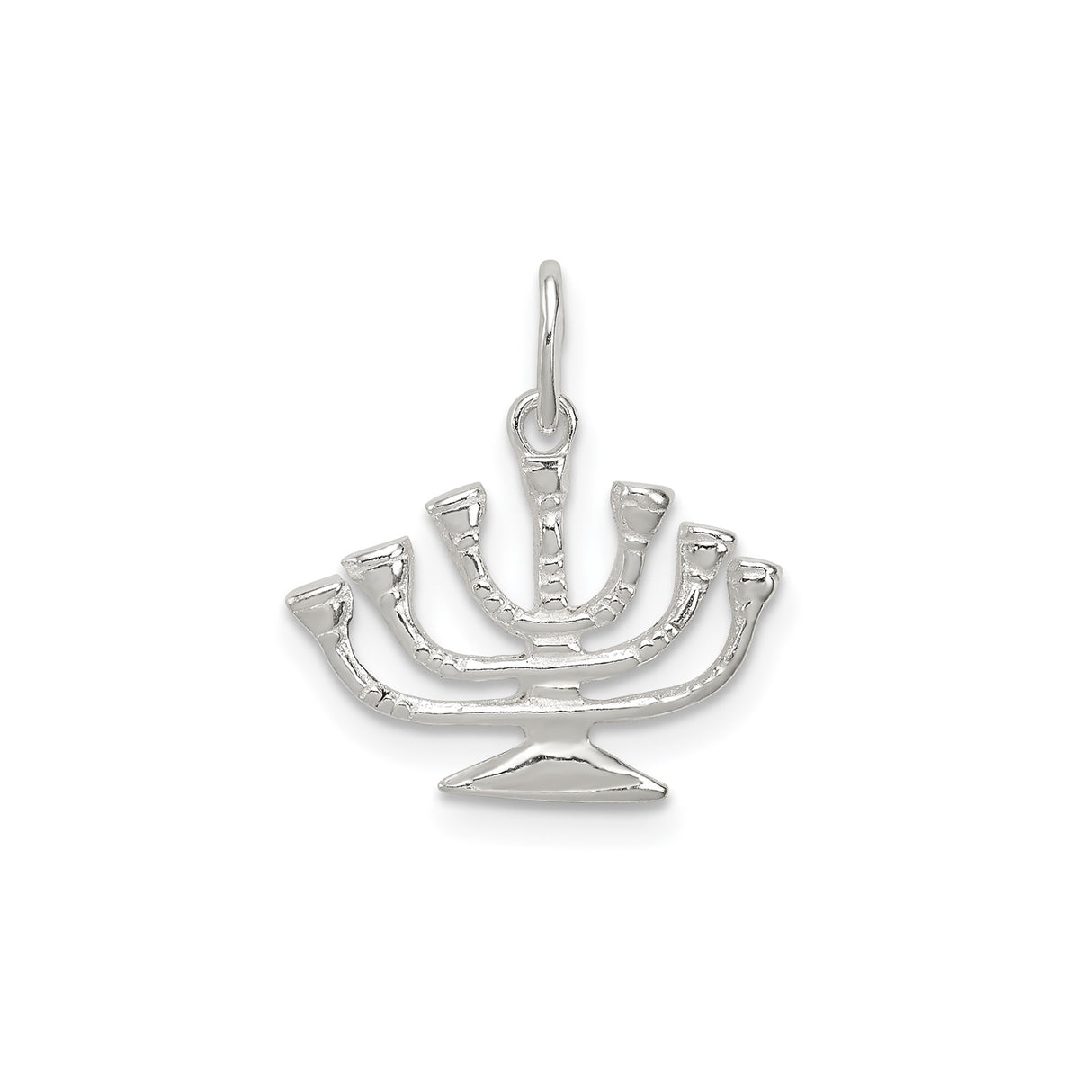 Sterling Silver Menorah Pendant Featuring Seven Branches, Traditional Jewish Charm