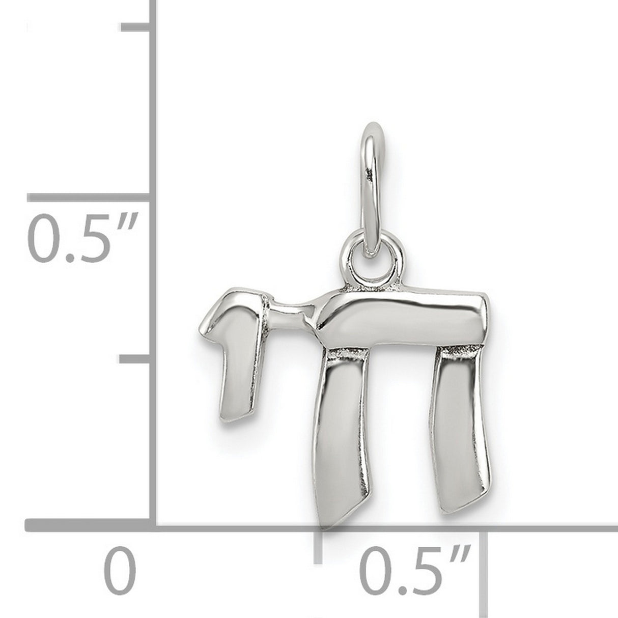 3-D Solid Chai Life Symbol Charm Pendant in Real 925 Sterling Silver