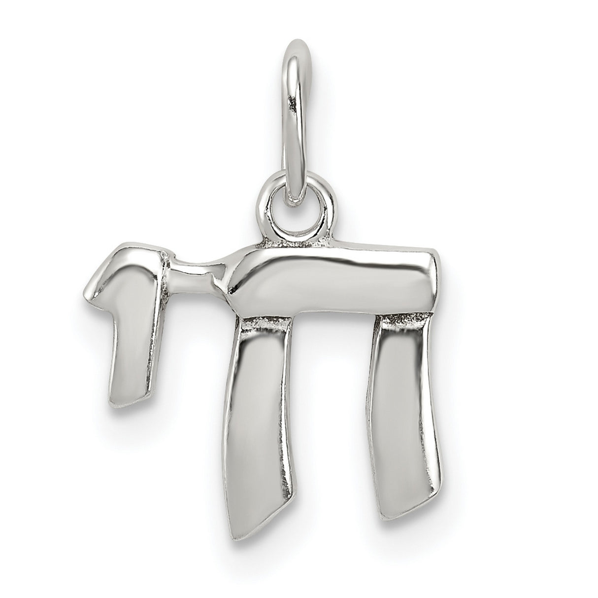 3-D Solid Chai Life Symbol Charm Pendant in Real 925 Sterling Silver