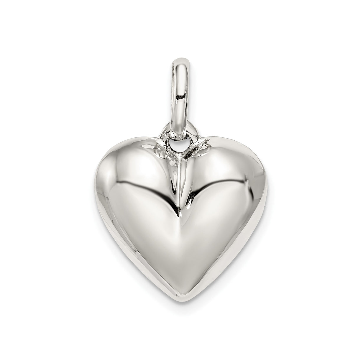 Sterling Silver Heart Pendant, Smooth Polished Finish, Minimalist Love Jewelry for Women