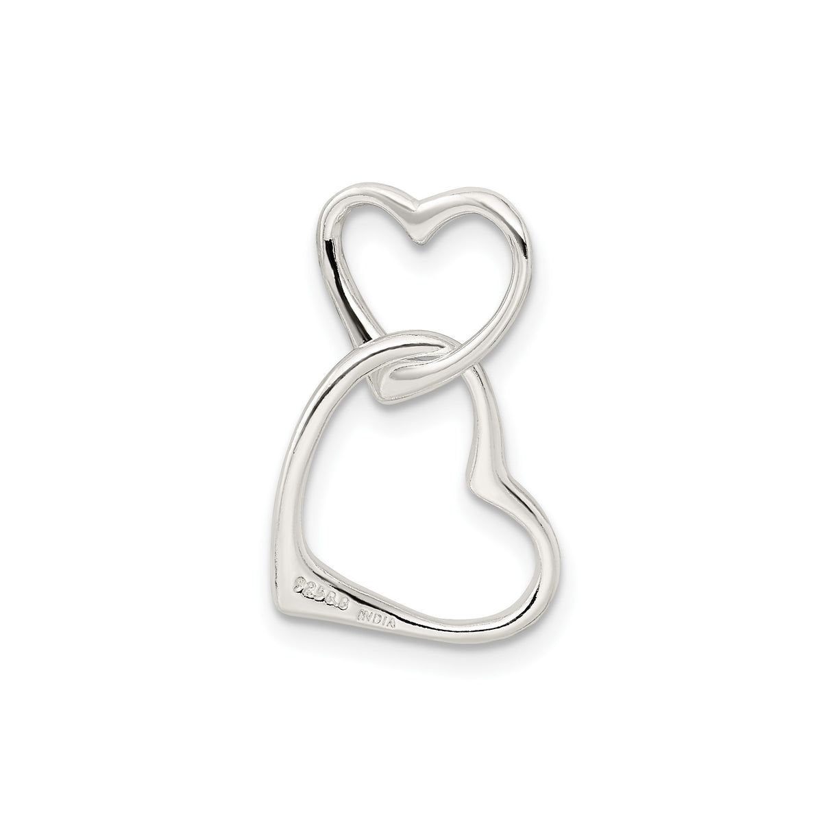 Sterling Silver Heart Pendant with Intertwined Open Hearts, Romantic Minimalist Design