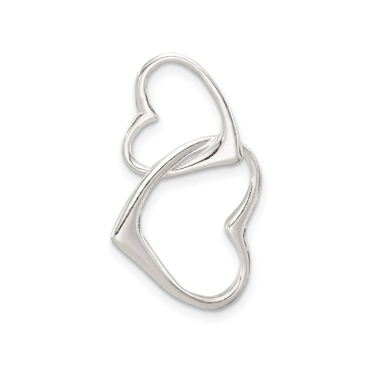 Sterling Silver Heart Pendant with Intertwined Open Hearts, Romantic Minimalist Design
