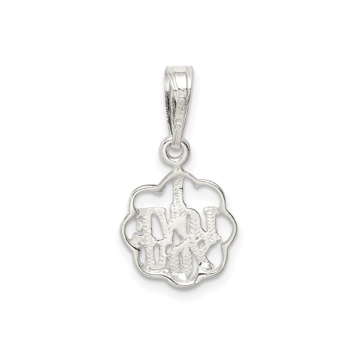 Sterling Silver Love Pendant with Openwork Floral Heart Design for Women