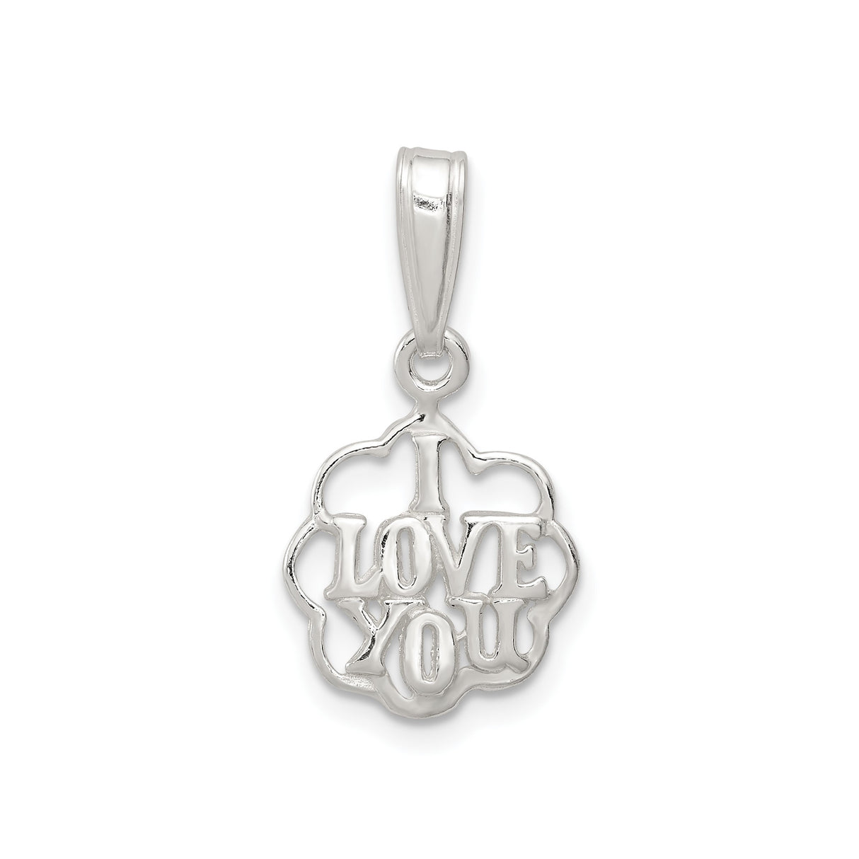 Sterling Silver Love Pendant with Openwork Floral Heart Design for Women