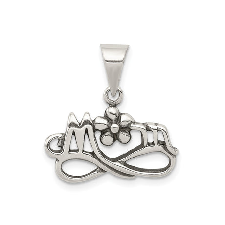 Sterling Silver Infinity Mom Pendant with Flower Accent, Sentimental Family Jewelry