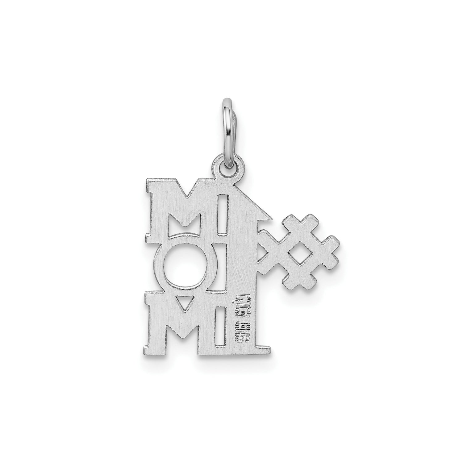 Sterling Silver #1 Mom Pendant Charm with Cutout Design and Bold Block Letters