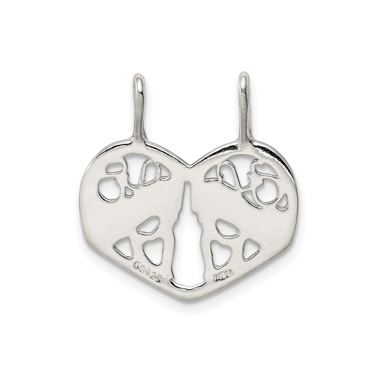 Sterling Silver Pendant Set with Heart and Abstract Tree Design, Mother Daughter Split Charm Jewelry