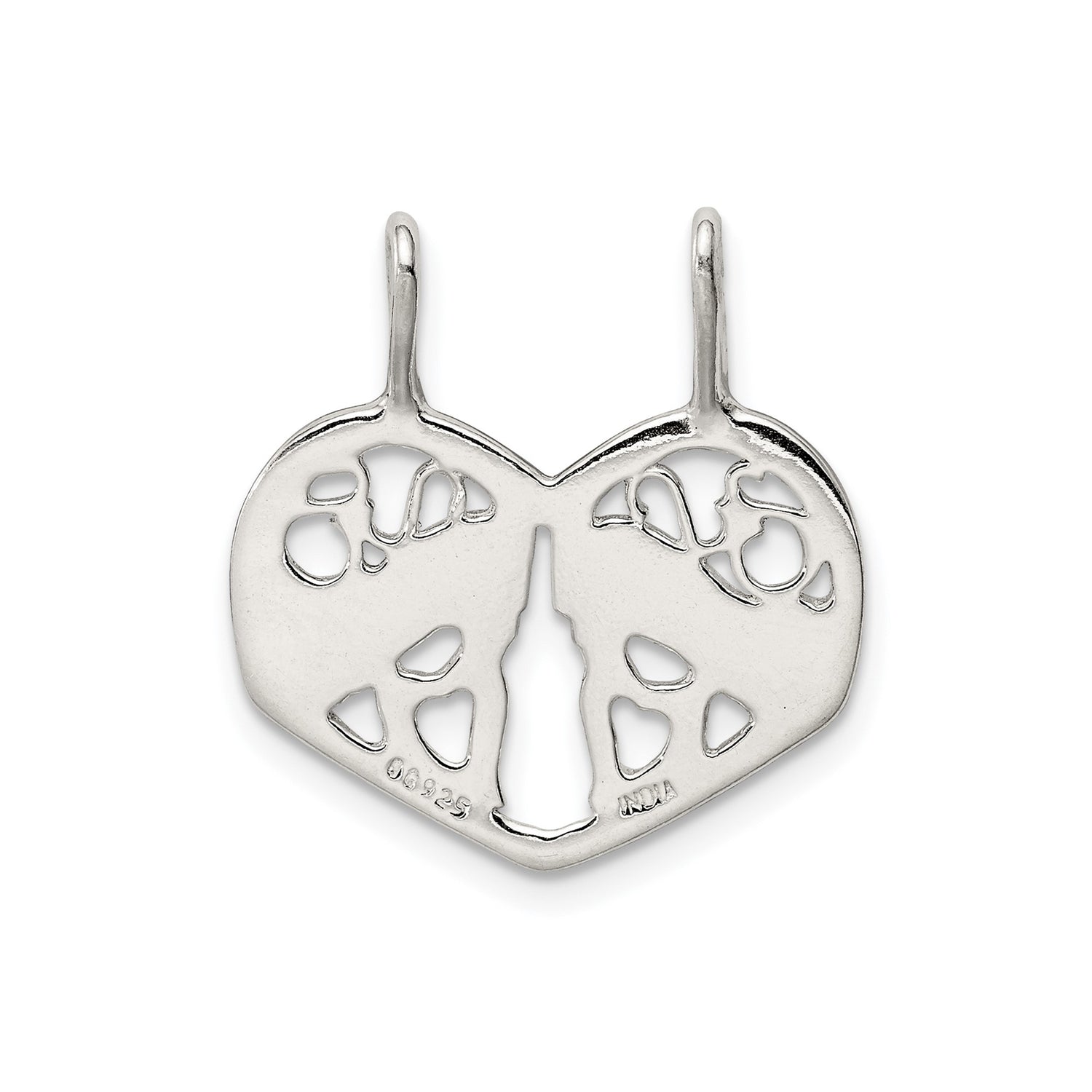 Sterling Silver Pendant Set with Heart and Abstract Tree Design, Mother Daughter Split Charm Jewelry