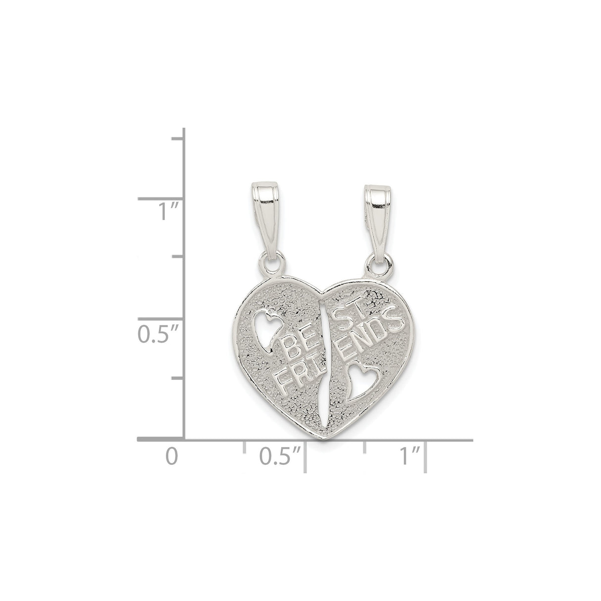 Sterling Silver Split Heart Pendant with Cutout Hearts, Breakable Friendship Charm for BFF or Unisex