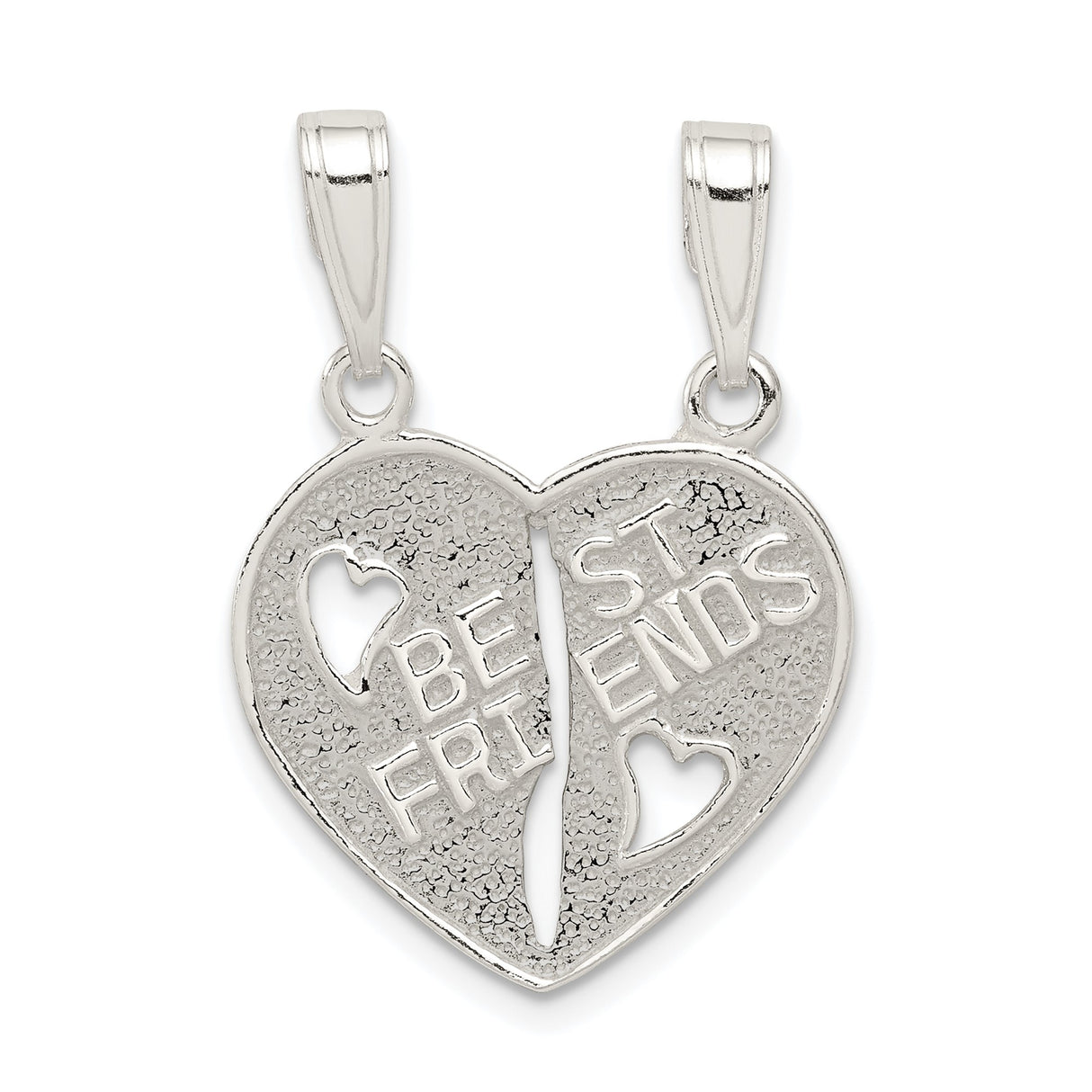 Sterling Silver Split Heart Pendant with Cutout Hearts, Breakable Friendship Charm for BFF or Unisex