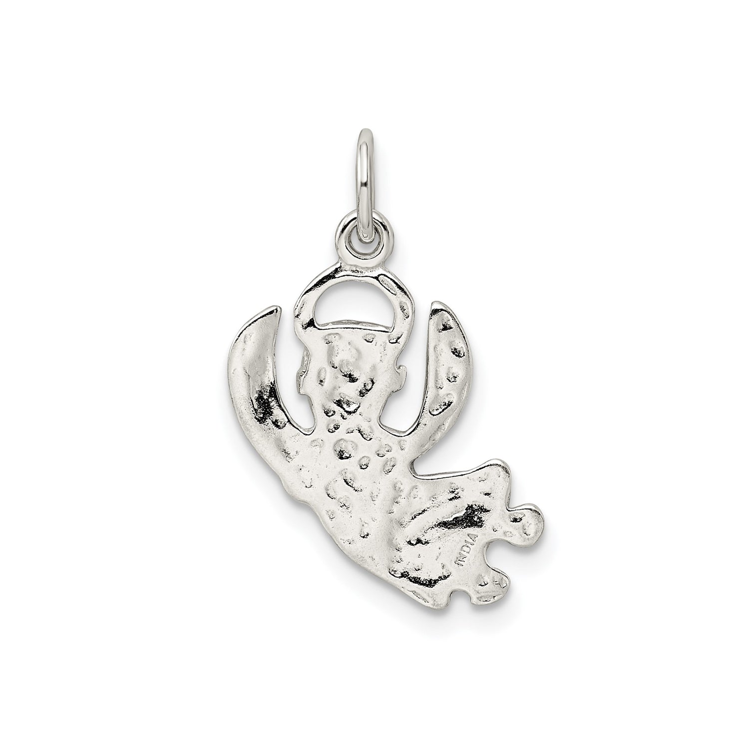 Sterling Silver Angel Pendant with Praying Angel and Halo, Religious Charm