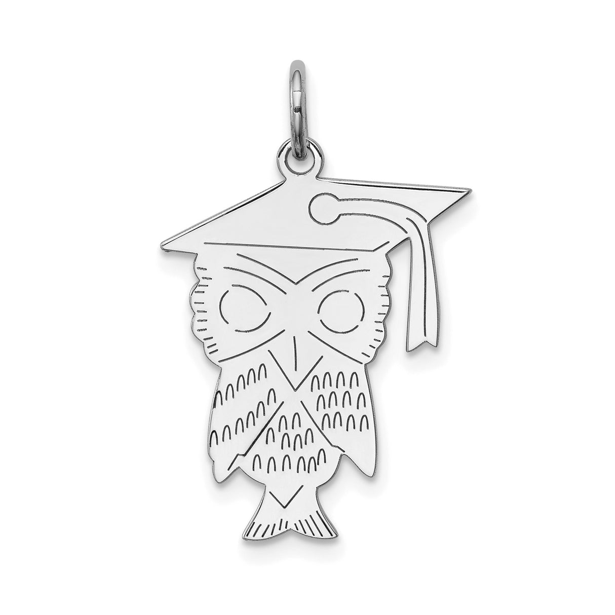 Sterling Silver Owl Pendant with Graduation Cap, Symbol of Wisdom and Learning