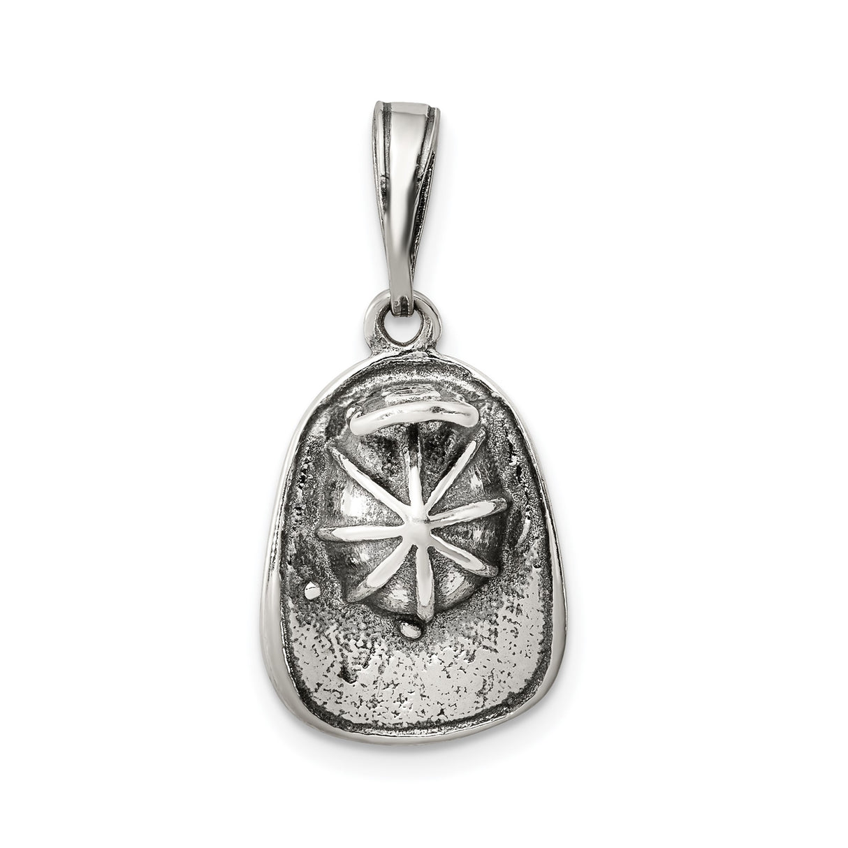 Sterling Silver Pendant, Eight-Pointed Starburst with Hammered Texture, Rustic Celestial Design