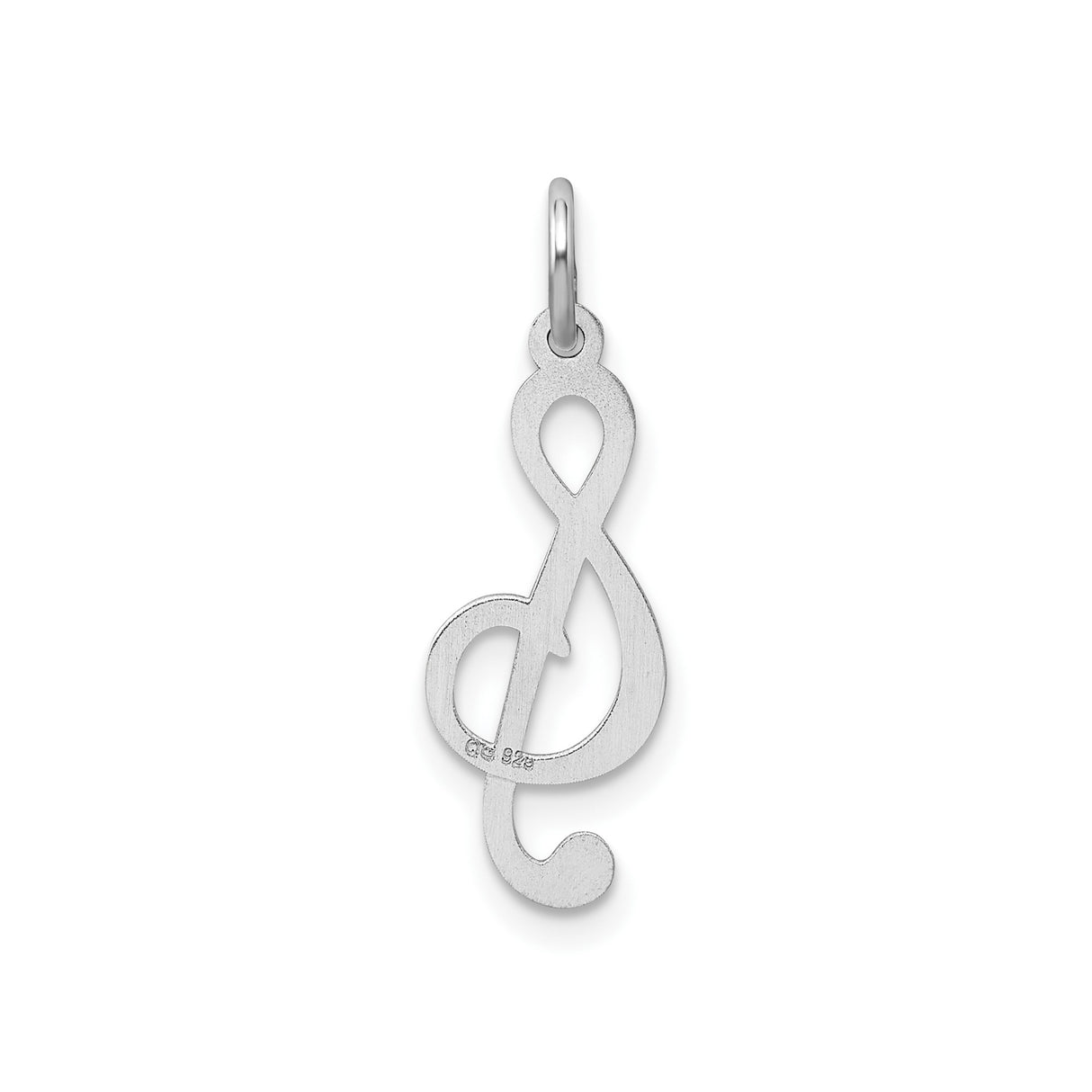 Sterling Silver Treble Clef Pendant, Polished Music Note Charm for Necklace or Bracelet