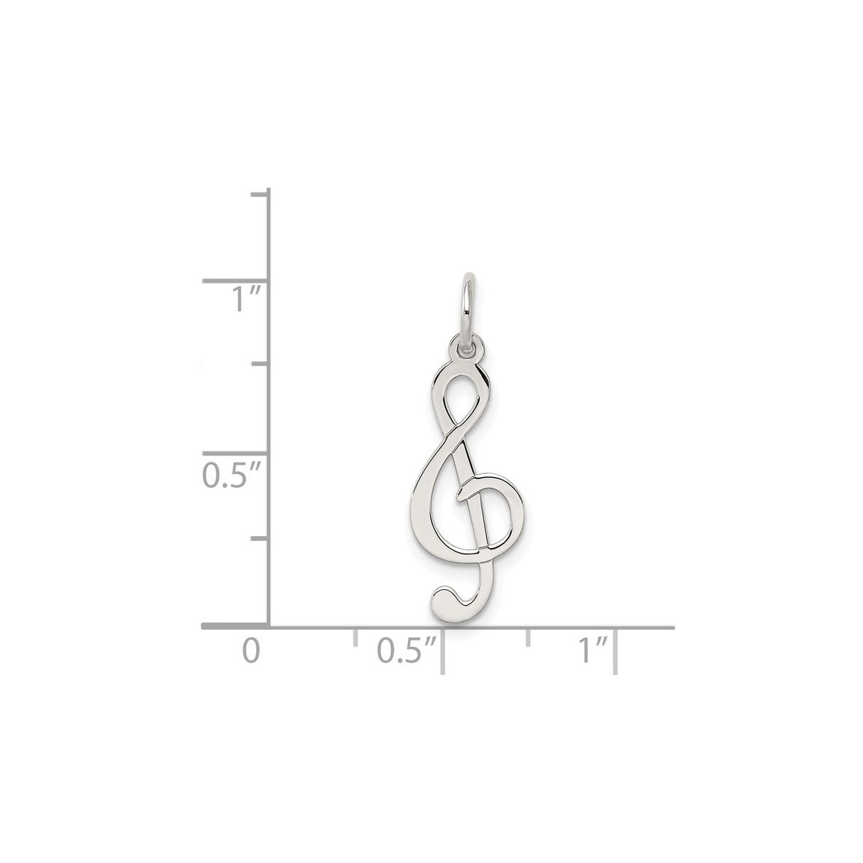 Sterling Silver Treble Clef Pendant, Polished Music Note Charm for Necklace or Bracelet