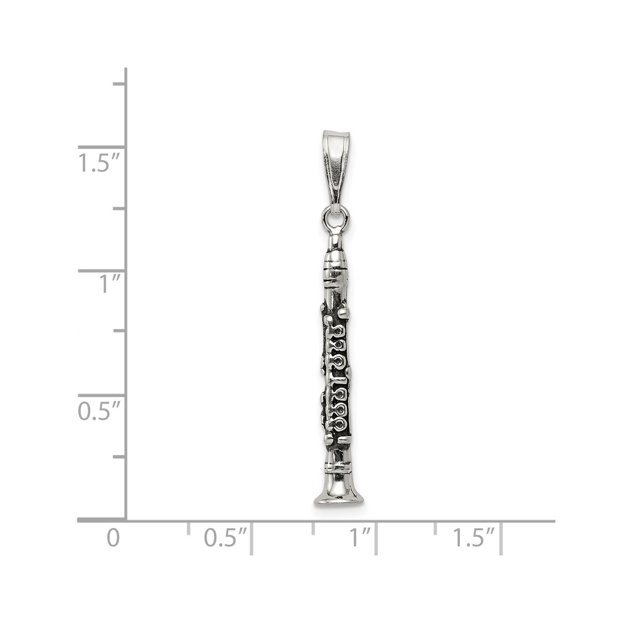 Sterling Silver Clarinet Pendant, Detailed Instrument Charm Jewelry for Musicians and Music Lovers