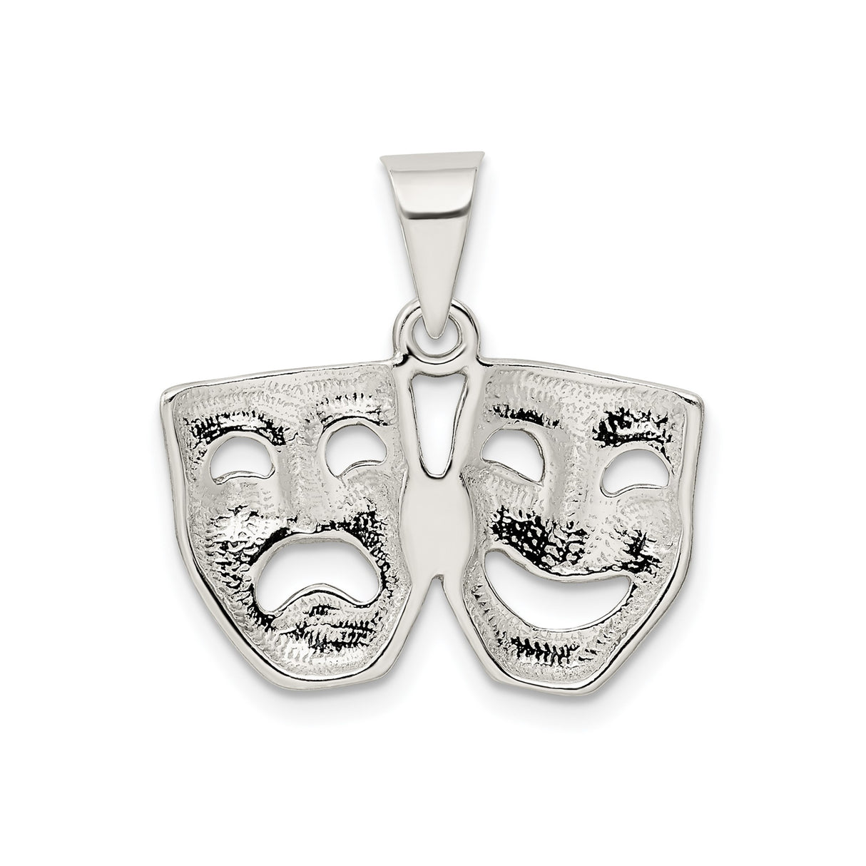 Sterling Silver Theater Pendant with Comedy and Tragedy Masks, Unisex Drama Charm