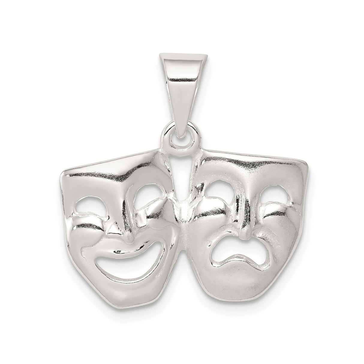 Sterling Silver Theater Pendant with Comedy and Tragedy Masks, Unisex Drama Charm