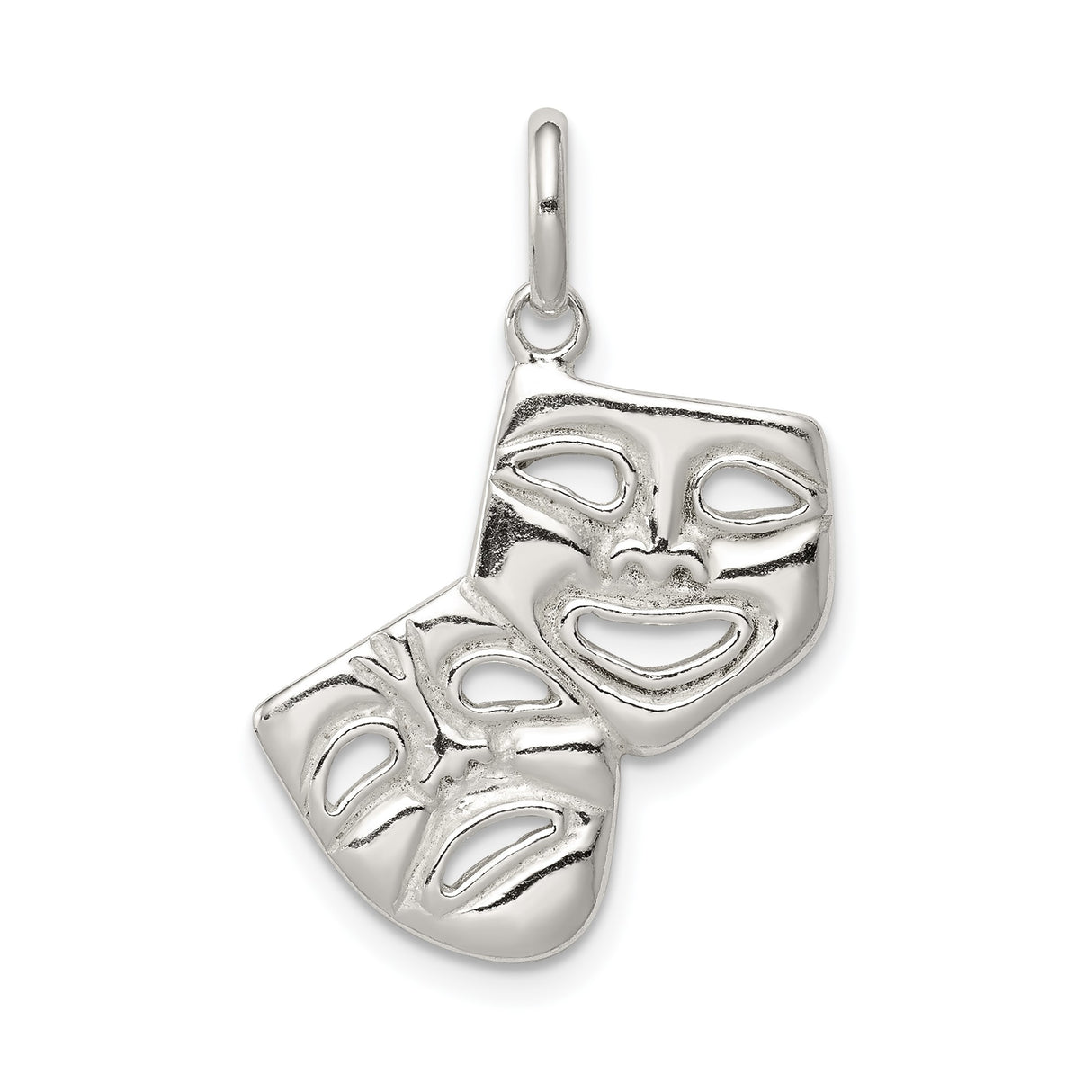 Sterling Silver Pendant with Classic Comedy and Tragedy Theater Masks for Drama Lovers