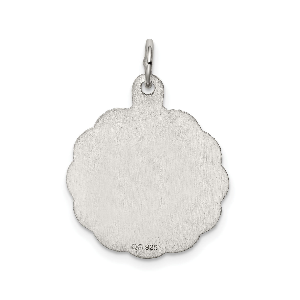 Sterling Silver Cross Pendant with Matte Finish, Flared Edge, Etched Rays, Halo Detail