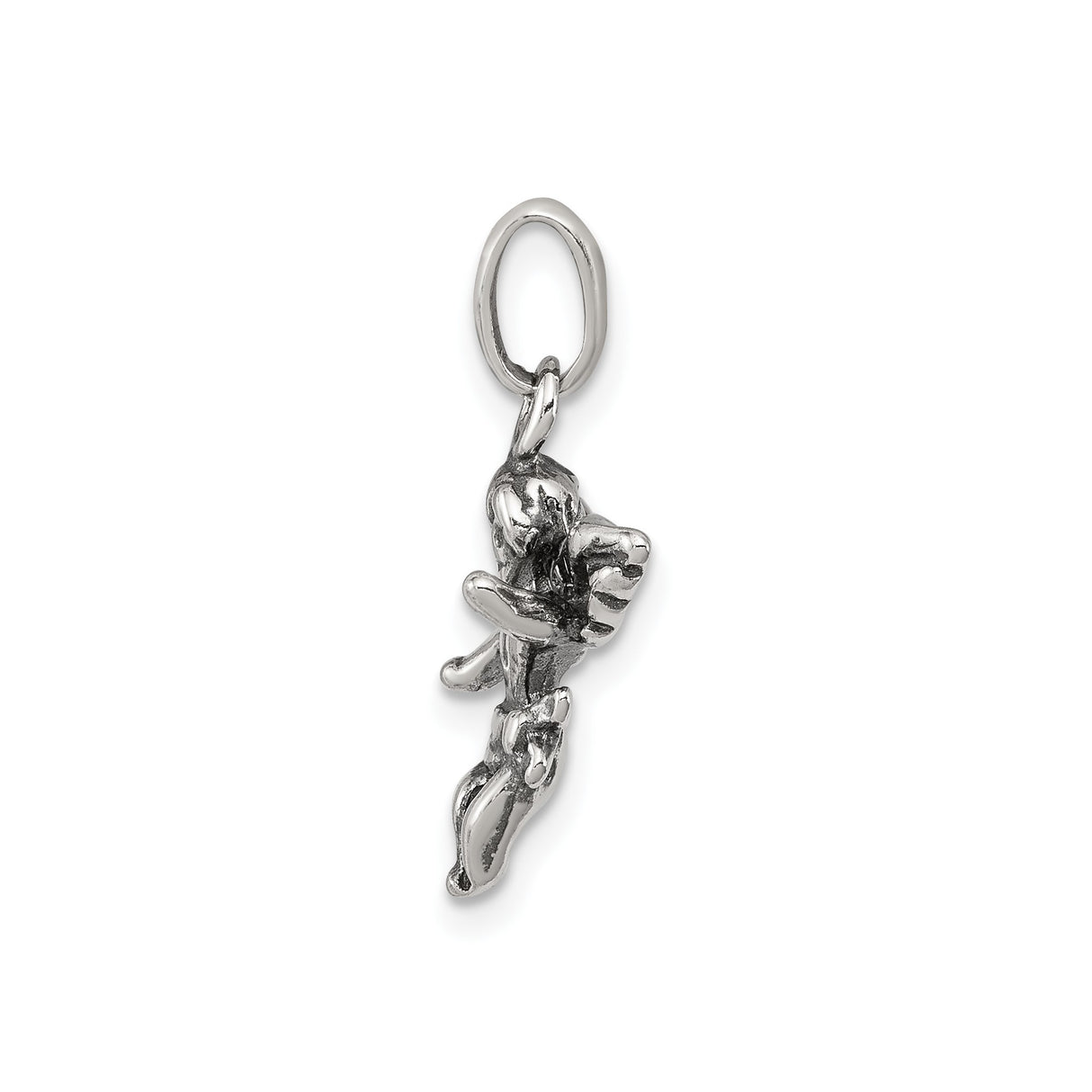 Sterling Silver Angel Pendant with Cherub and Wings, Christian Faith Charm for Women