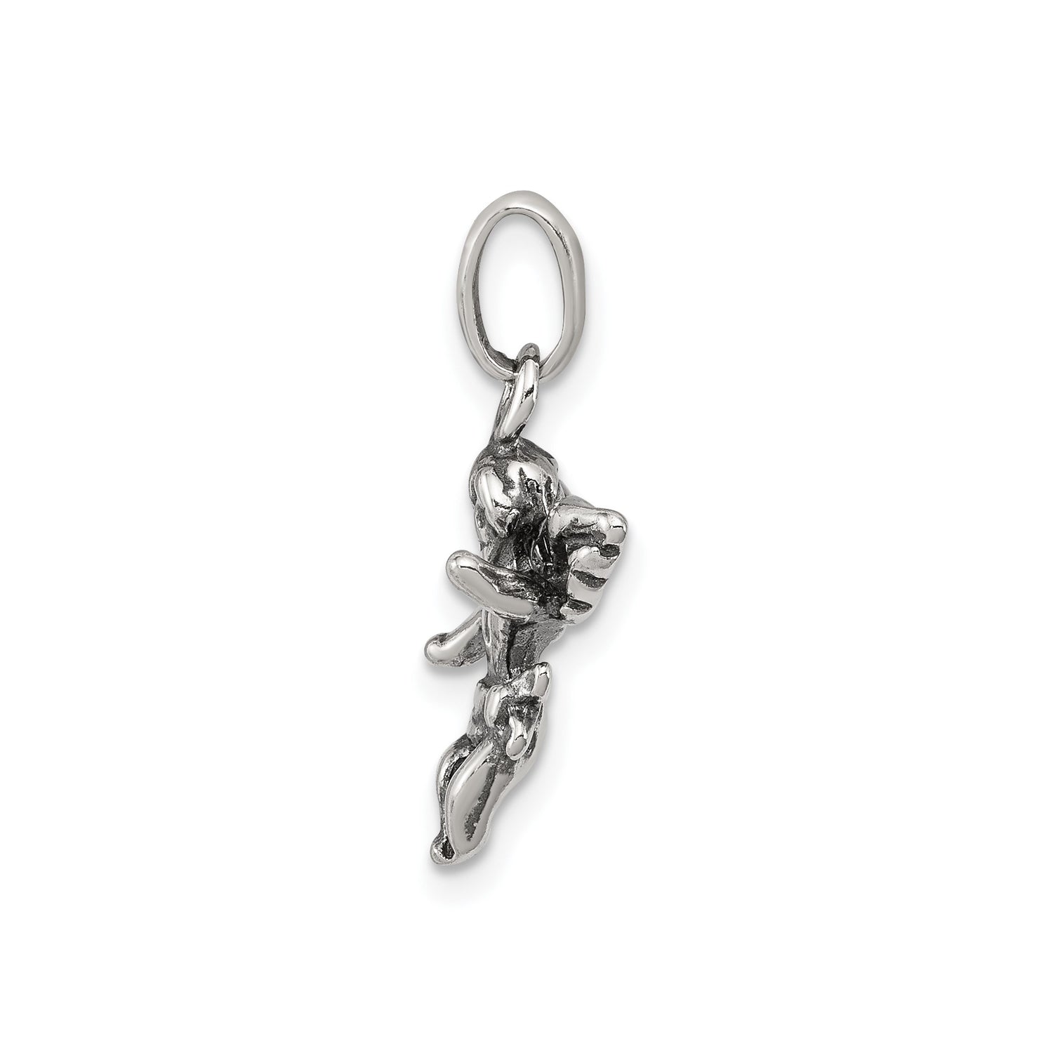 Sterling Silver Angel Pendant with Cherub and Wings, Christian Faith Charm for Women