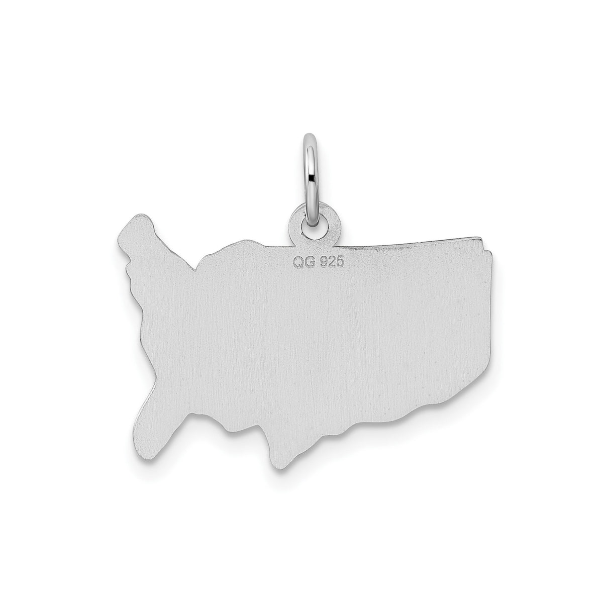 Sterling Silver USA Map Pendant with Oil Rig, Bridge, Mountain, and Star Symbols