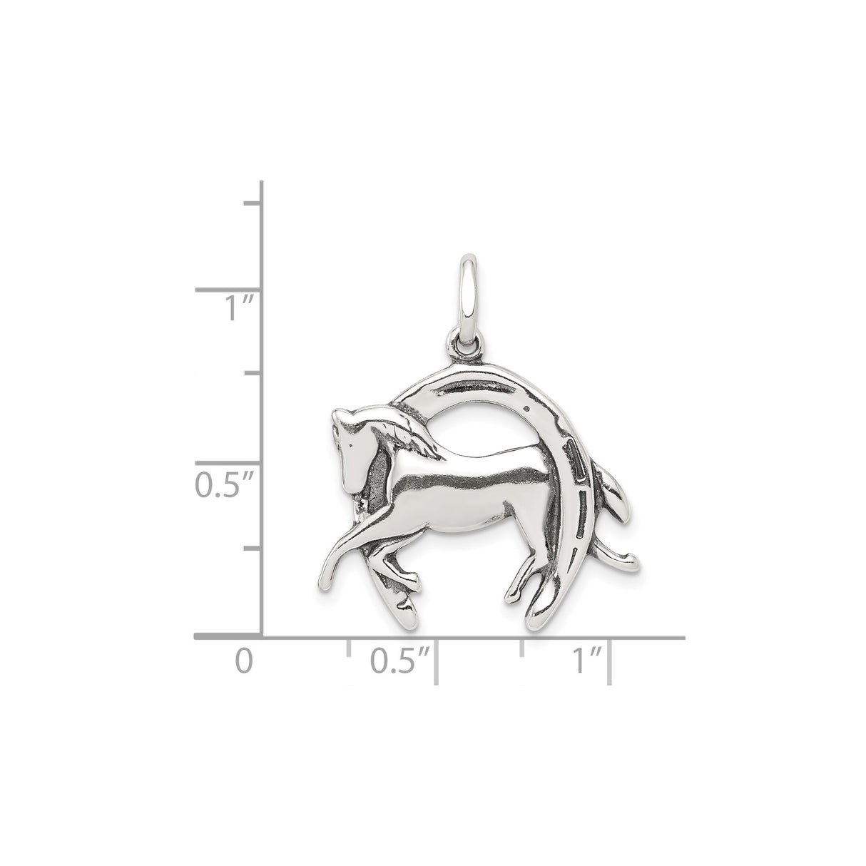 Sterling Silver Horse Pendant with Galloping Horse and Horseshoe Design, Western Style Jewelry for Women