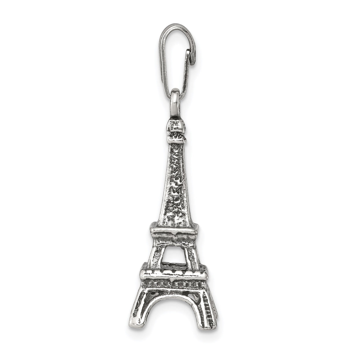 Sterling Silver Eiffel Tower Pendant with Paris Landmark Design, French Style Charm for Women