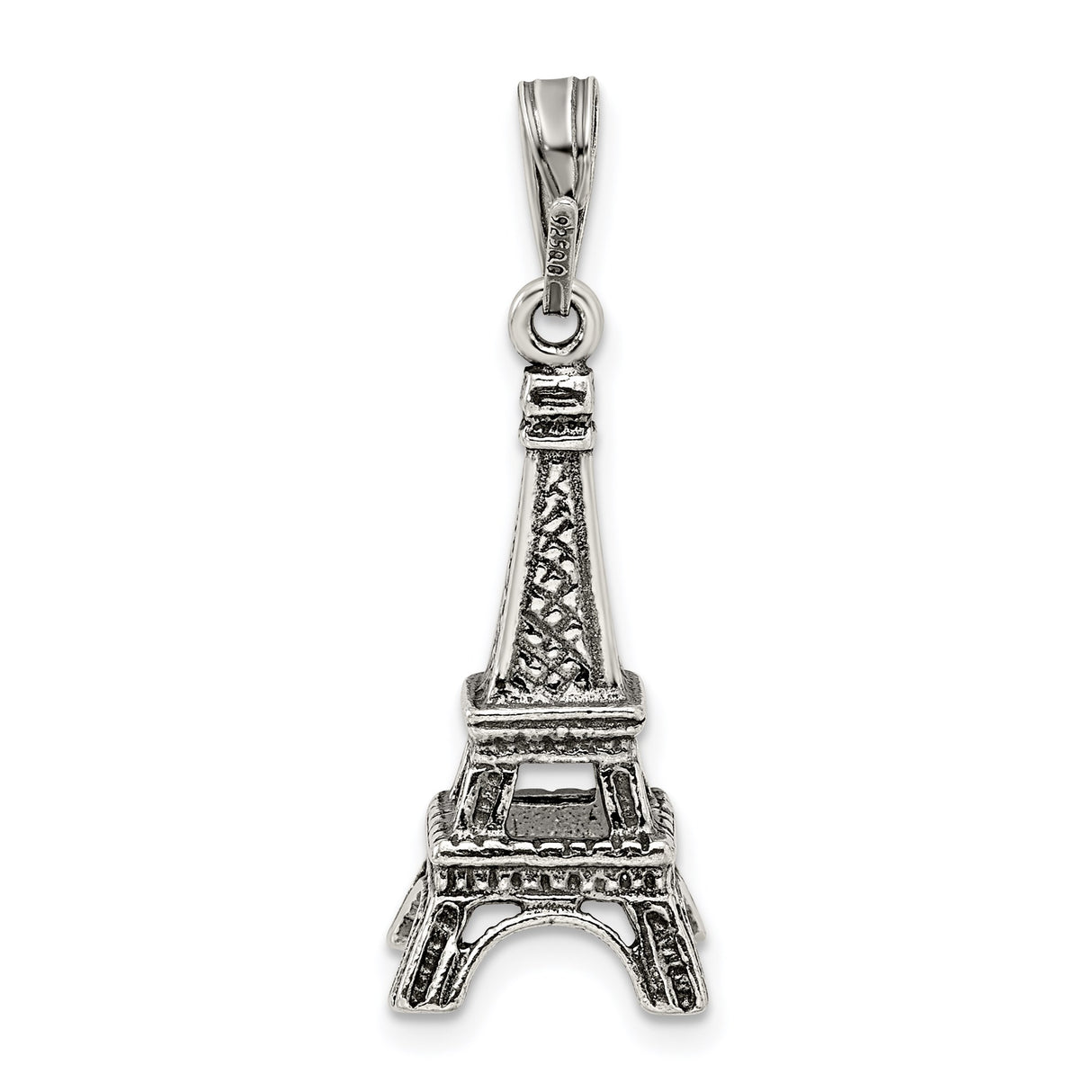 Sterling Silver Eiffel Tower Pendant with Paris Landmark Design, French Style Charm for Women