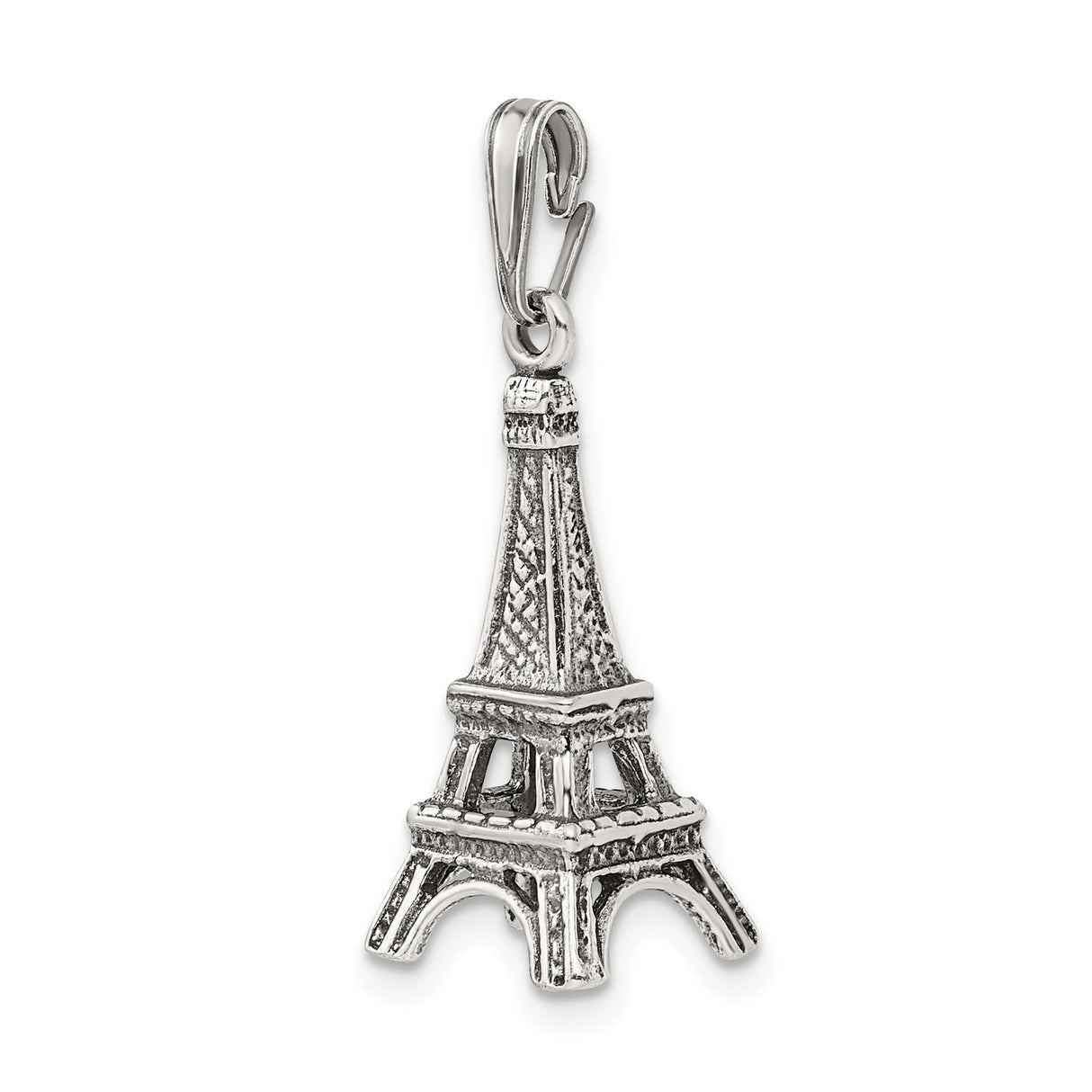 Sterling Silver Eiffel Tower Pendant with Paris Landmark Design, French Style Charm for Women
