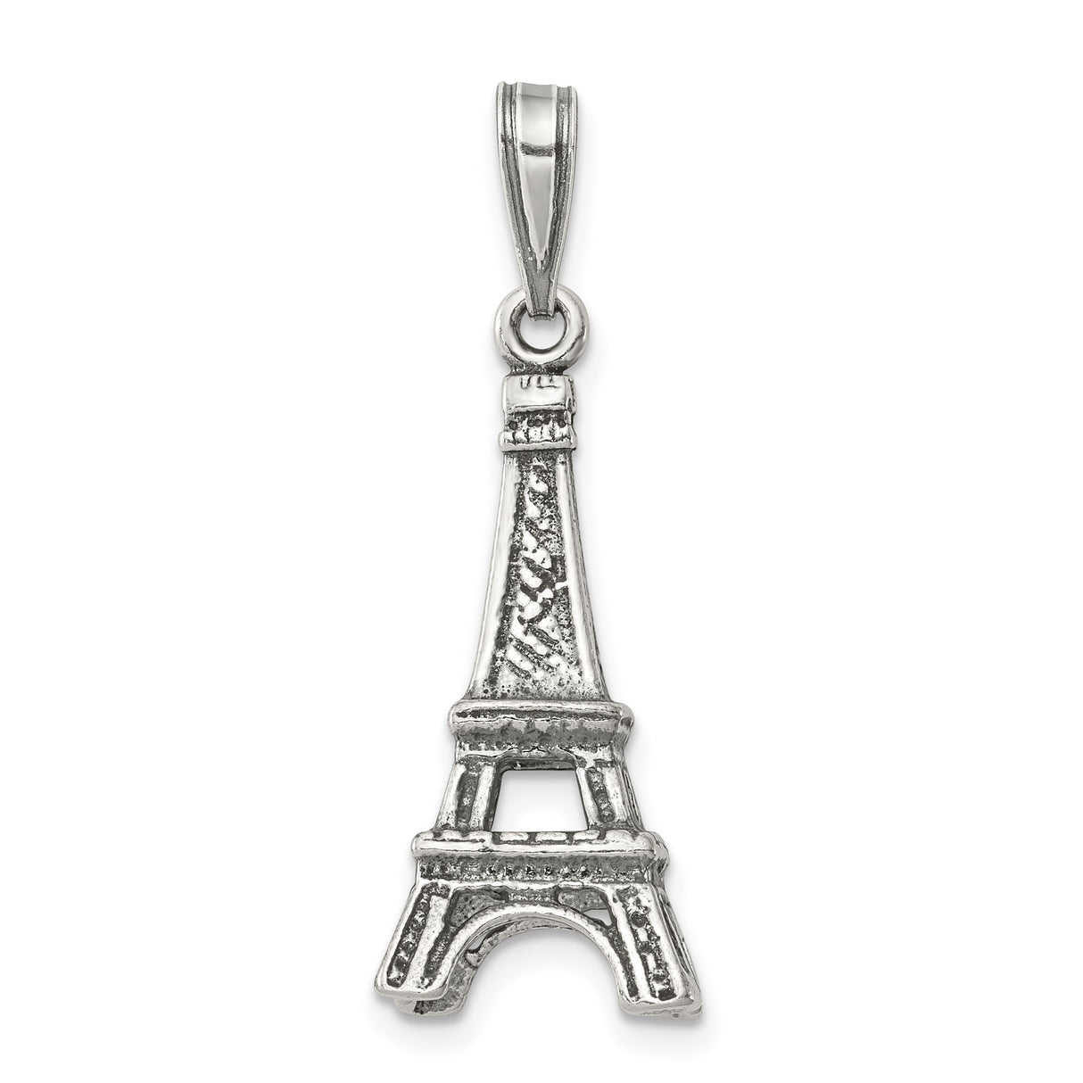 Sterling Silver Eiffel Tower Pendant with Paris Landmark Design, French Style Charm for Women