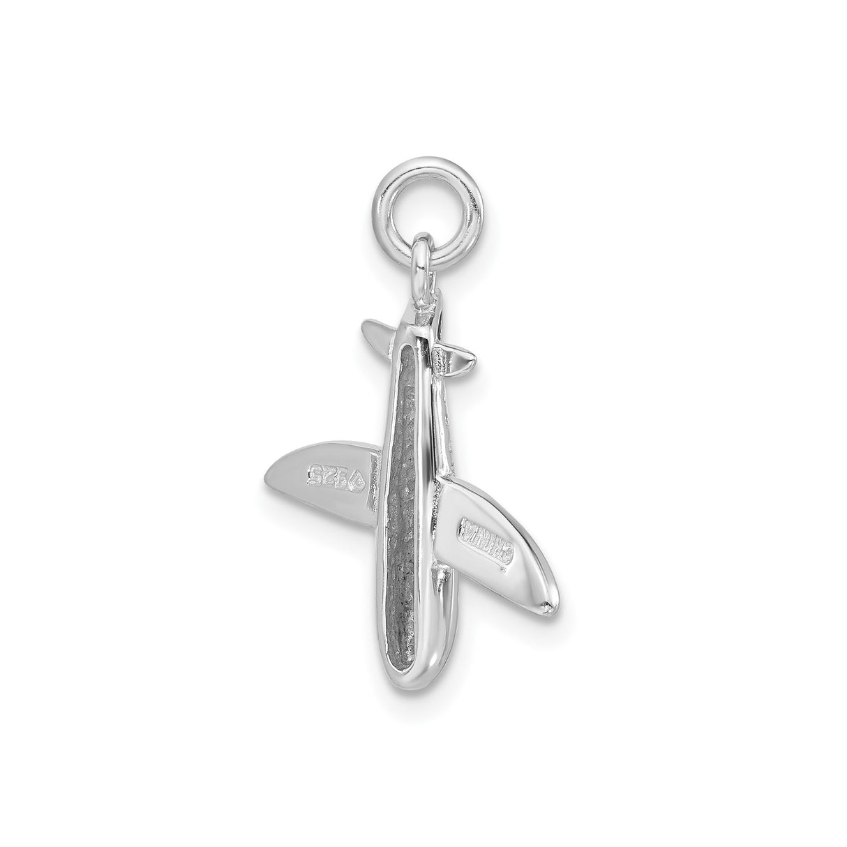 Sterling Silver Airplane Pendant with Purple Inlay, Aviation Charm for Travel Enthusiasts