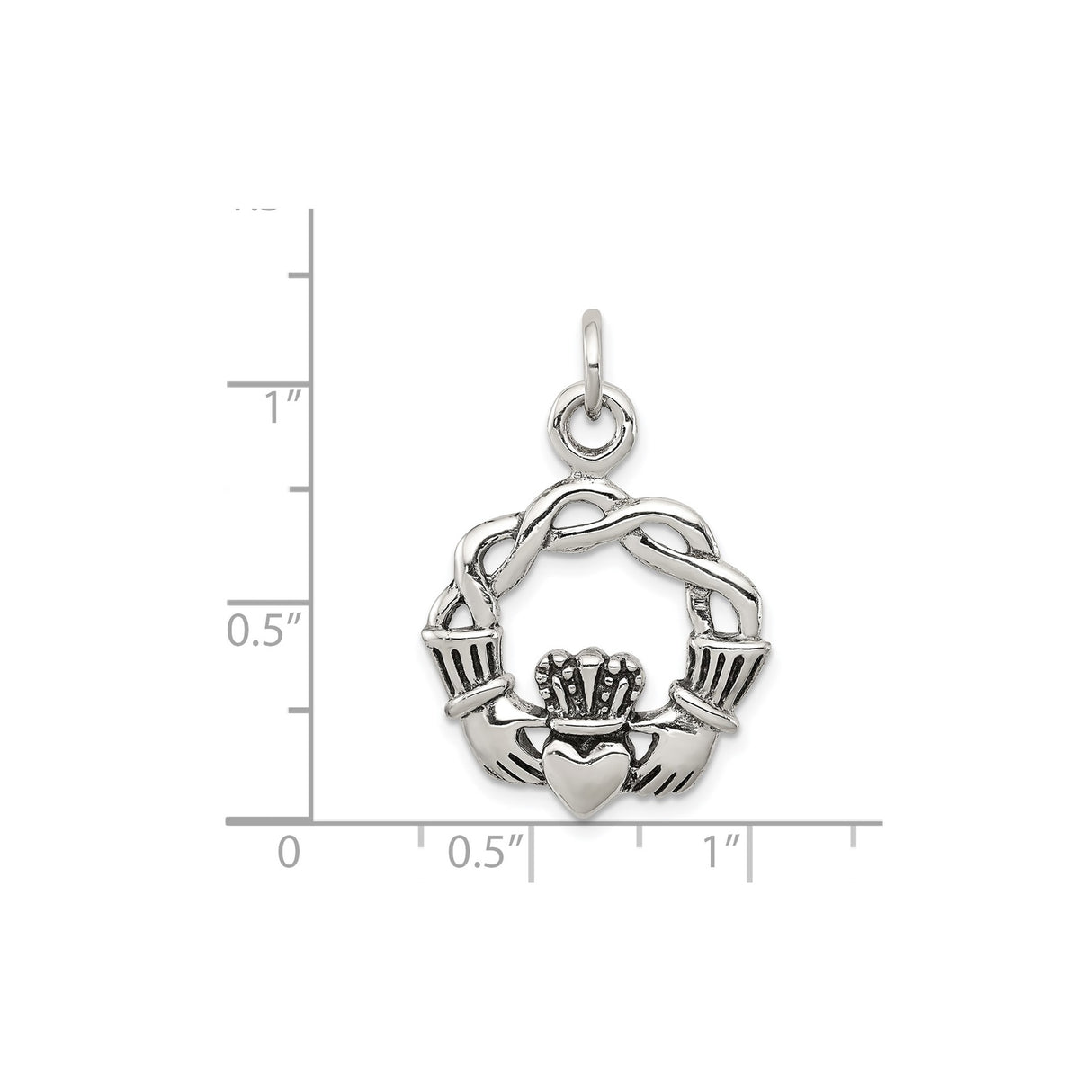Sterling Silver Claddagh Pendant with Celtic Knot Circle, Irish Love Loyalty Friendship Symbol