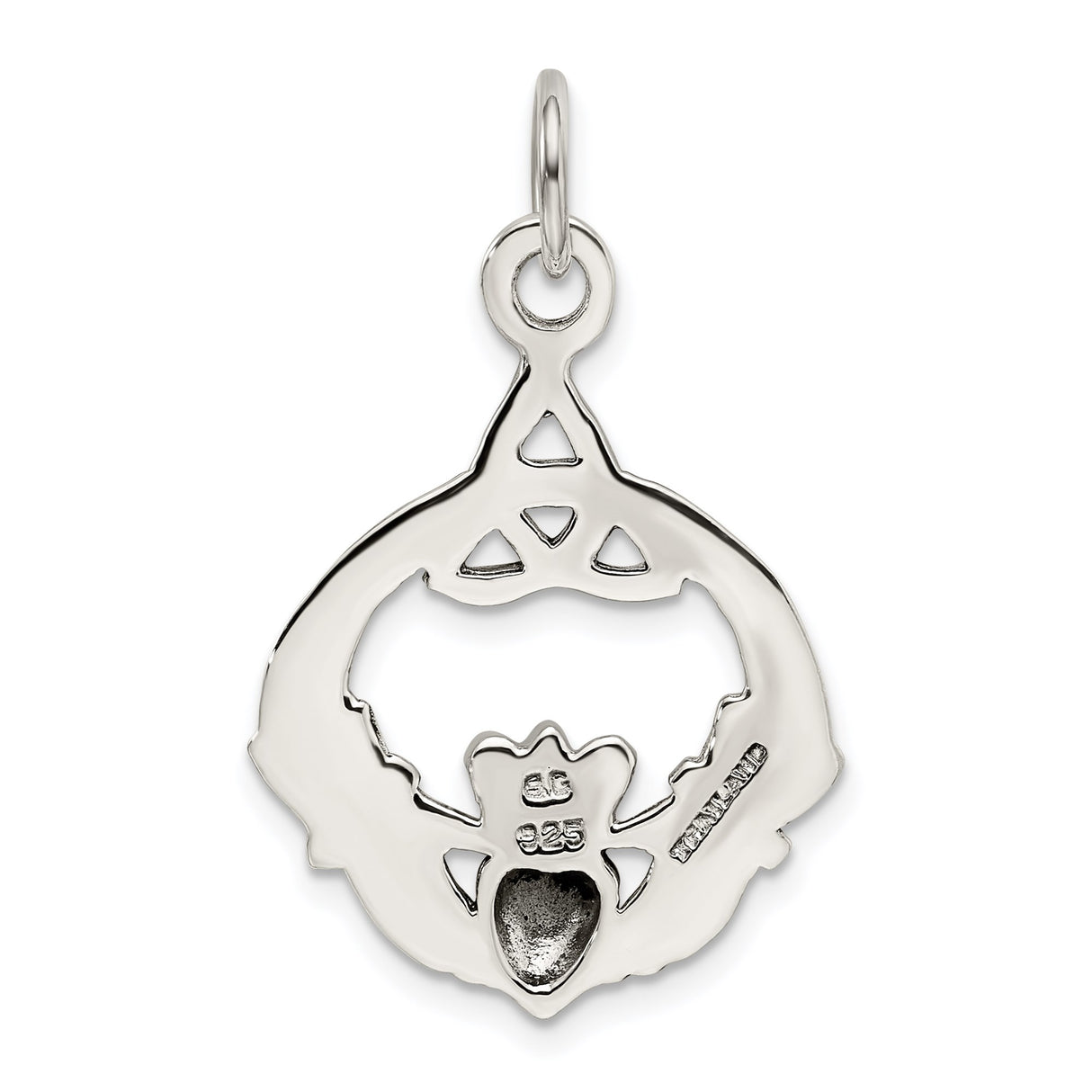 Sterling Silver Claddagh Pendant with Crowned Heart and Trinity Knot, Celtic Irish Jewelry