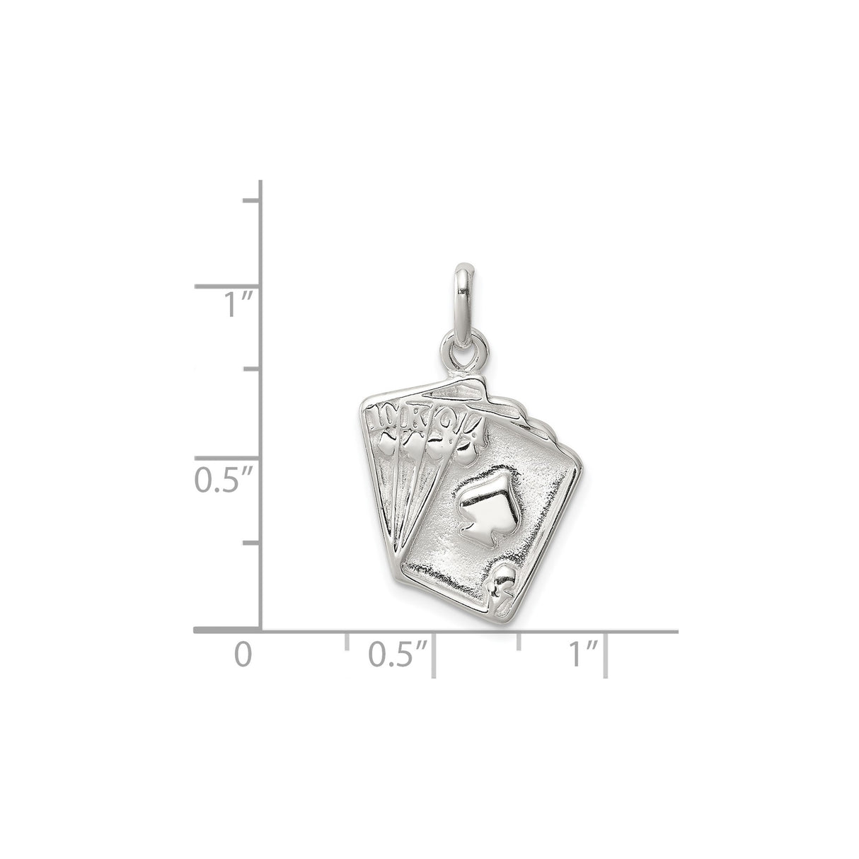 Sterling Silver Poker Hand Pendant with Royal Flush Spade Design, Unisex Casino Charm