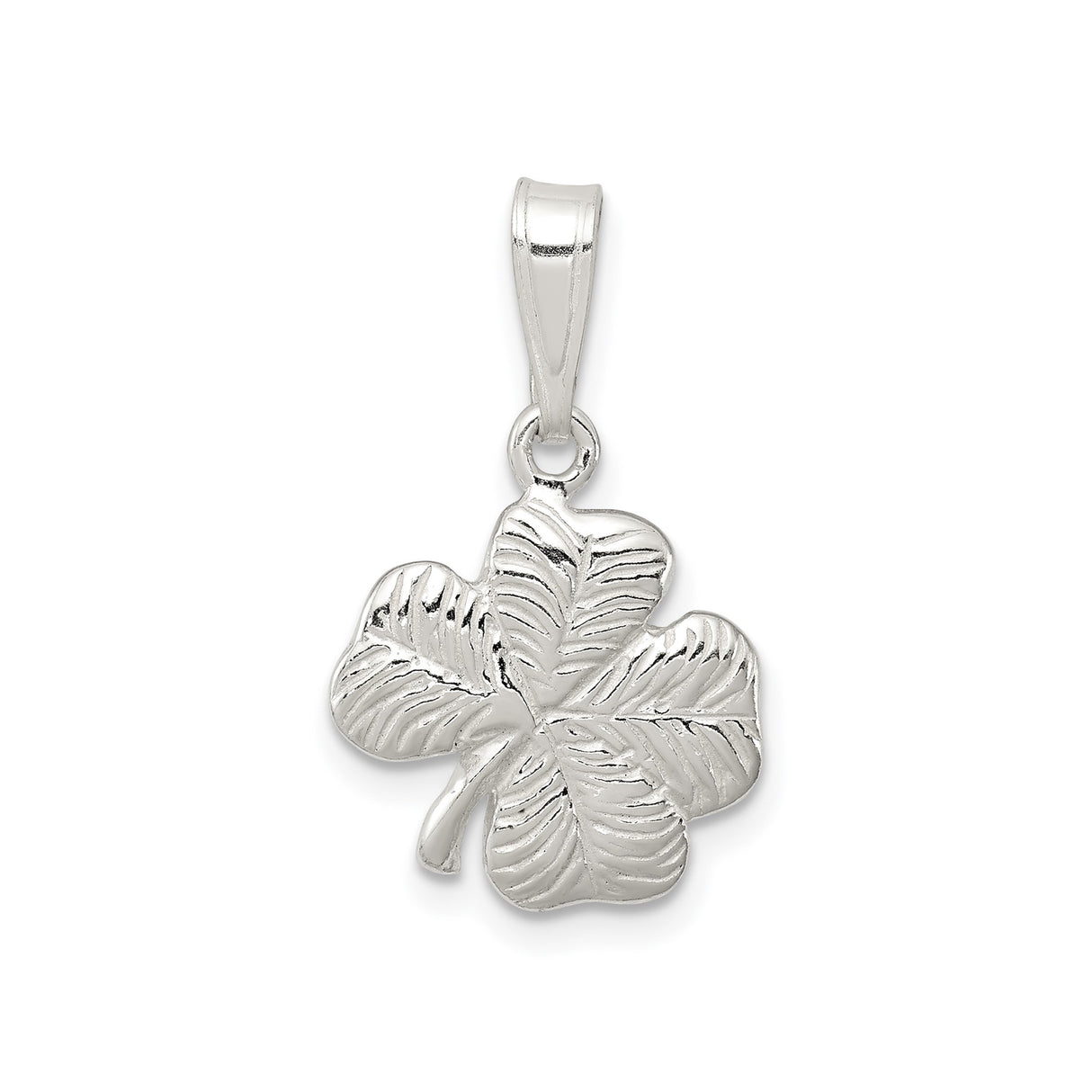 Sterling Silver Four Leaf Clover Pendant, Celtic Style Lucky Charm for Women and Unisex
