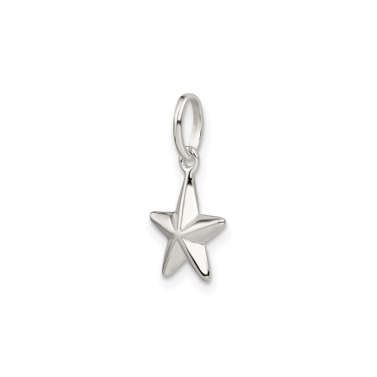 Sterling Silver Star Charm Pendant with Polished Five-Point Star Design, Symbol of Guidance and Hope