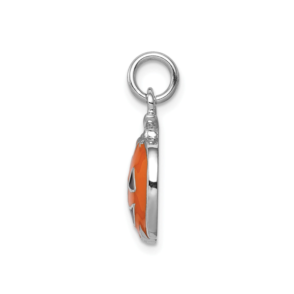 Sterling Silver Pumpkin Charm Pendant with Orange Enamel Jack-o-Lantern Design