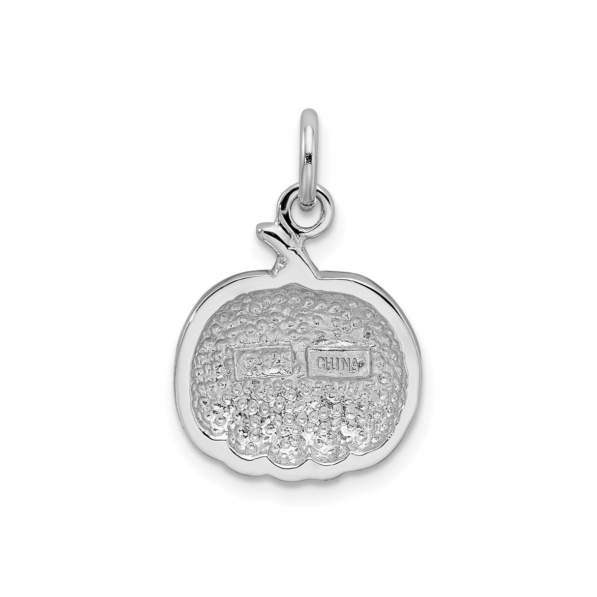 Sterling Silver Pumpkin Charm Pendant with Orange Enamel Jack-o-Lantern Design