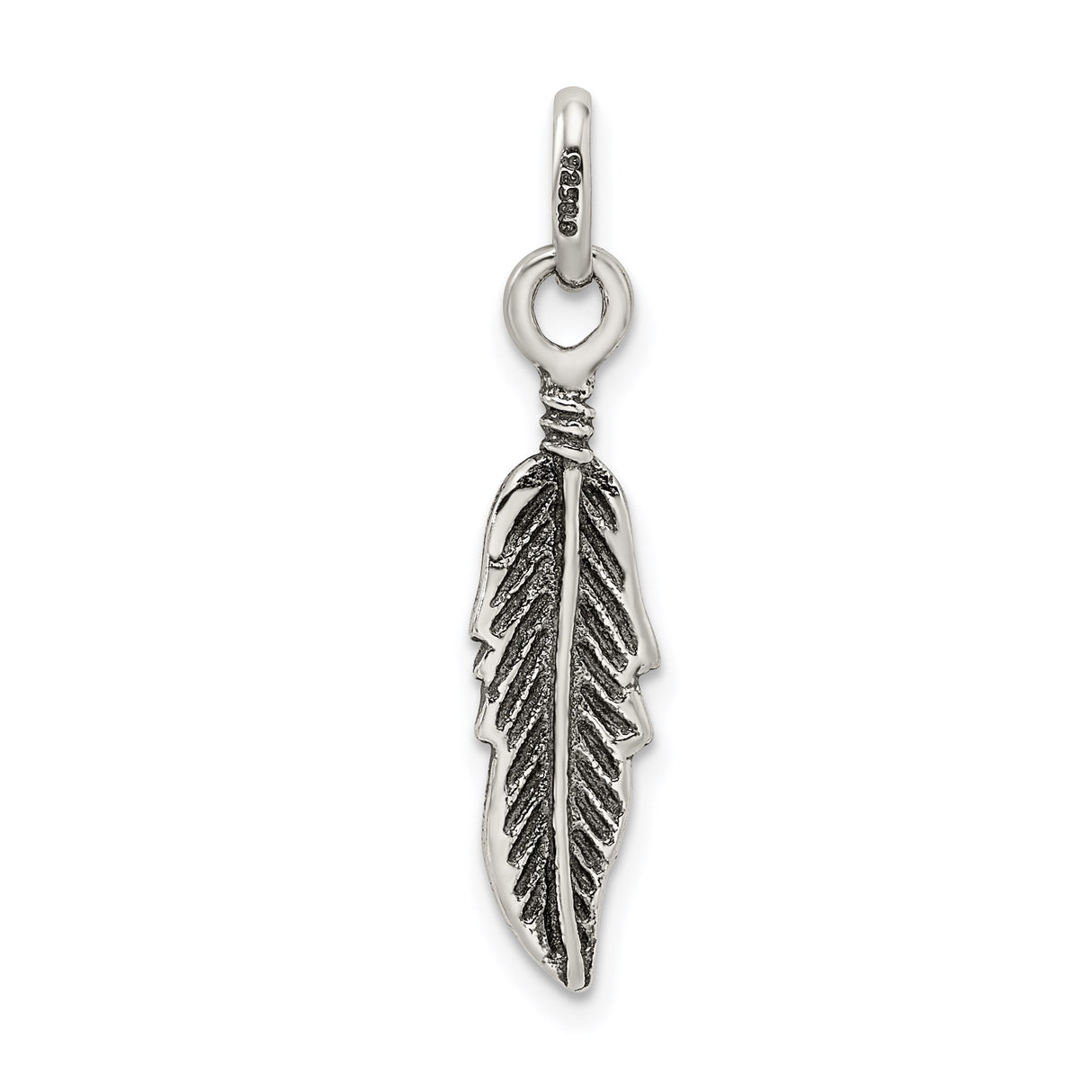 Sterling Silver Feather Pendant with Detailed Boho Style Design for Women and Unisex Wear