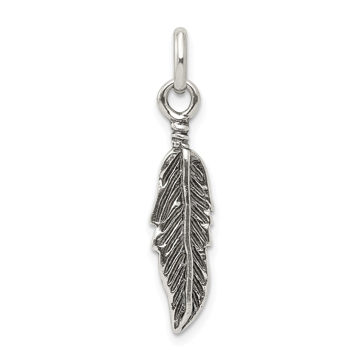 Sterling Silver Feather Pendant with Detailed Boho Style Design for Women and Unisex Wear