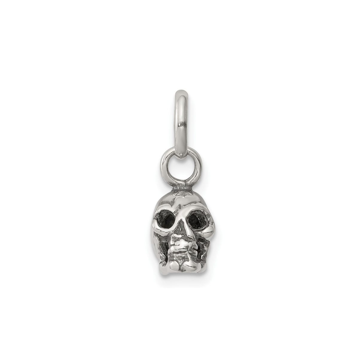Sterling Silver Skull Pendant, Detailed Skeleton Head Gothic Jewelry for Men or Unisex Wear