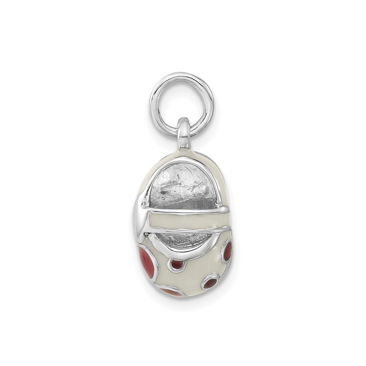 Sterling Silver Helmet Pendant with Red and White Enamel, Football or Astronaut Design