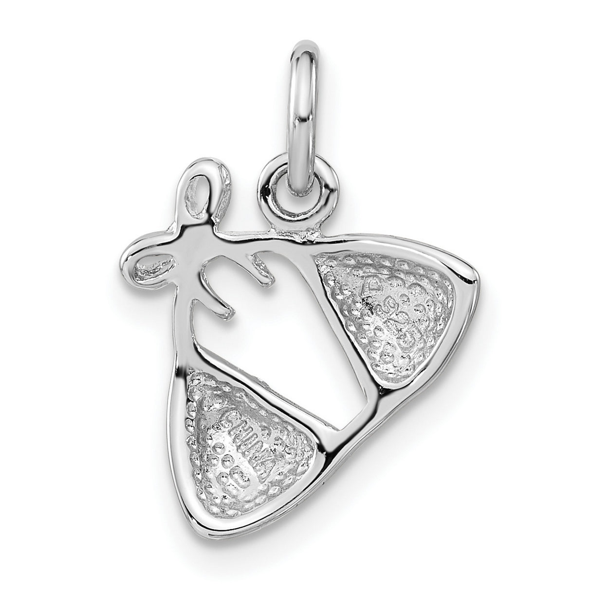 Sterling Silver Ballet Charm Pendant with Red and White Polka Dot Slippers and Enamel Bow